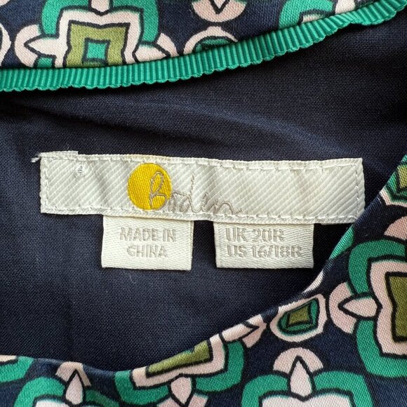 Boden Geometric Pattern Shift Mini Dress Womens 16/18R Green Short Sleeve Preppy - Picture 12 of 14